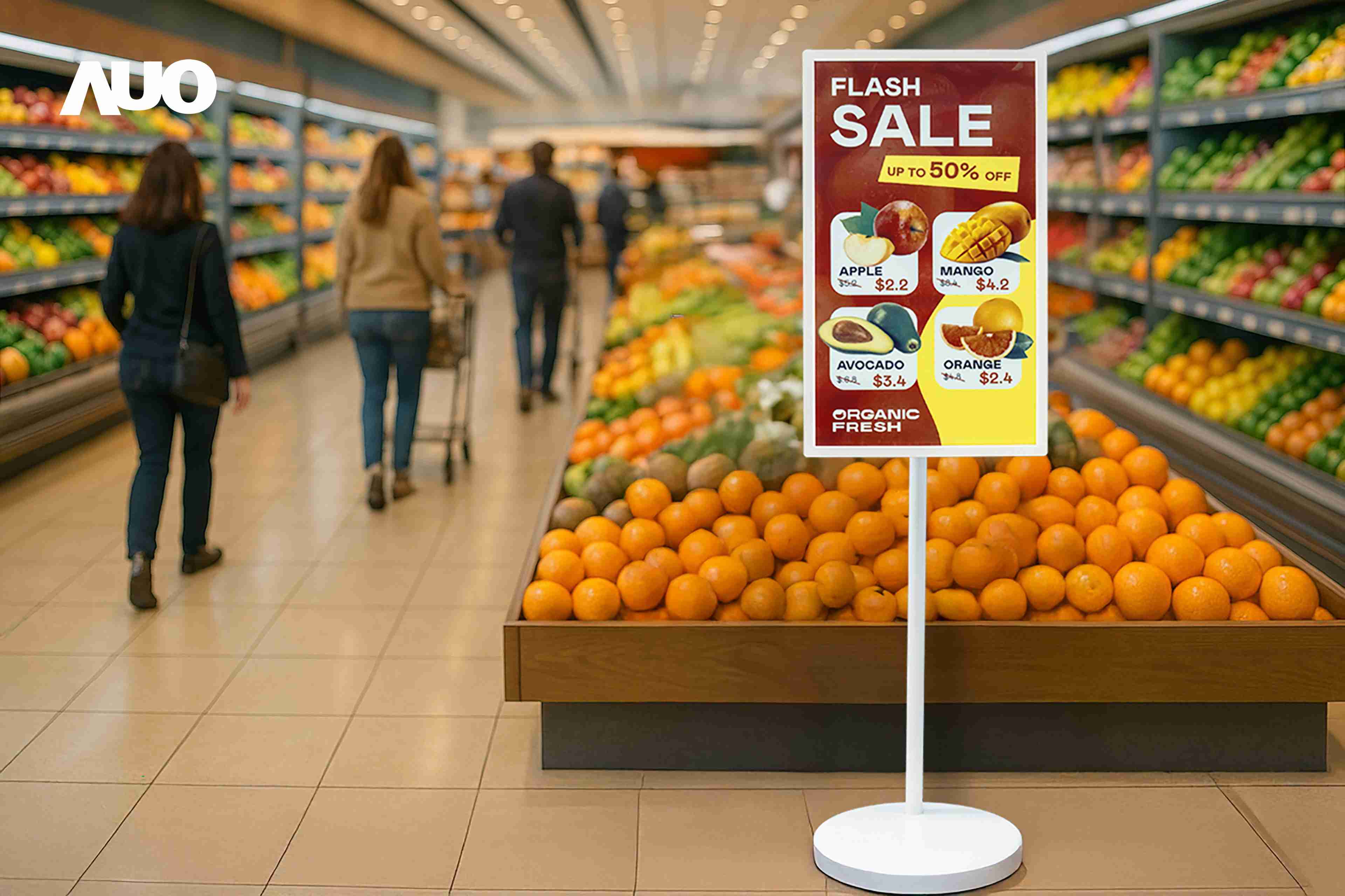 达擎首亮相低功耗、、、全彩的〝aecoPost电子纸解决方案〞，，，仅在更新画面时需要微量的电力驱动，，无需布建电线的便捷设计，，使其可灵活应用、、、、随意置放，，，并可透过云端或行动装置app，，，轻松管理及排程广告内容，，，晋升店头营销利器。。